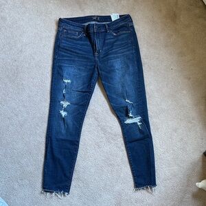 Abercrombie & Fitch Dark Blue Distressed Skinny Jeans